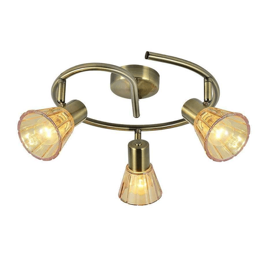 candeeiro de tecto 3 luzes em metal dourado série cooper 32cm
