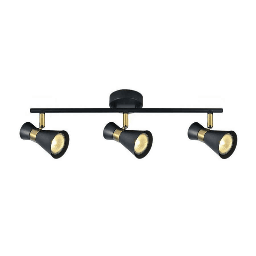 faixa 3 luzes cor preta série metal máxima 48,5cm