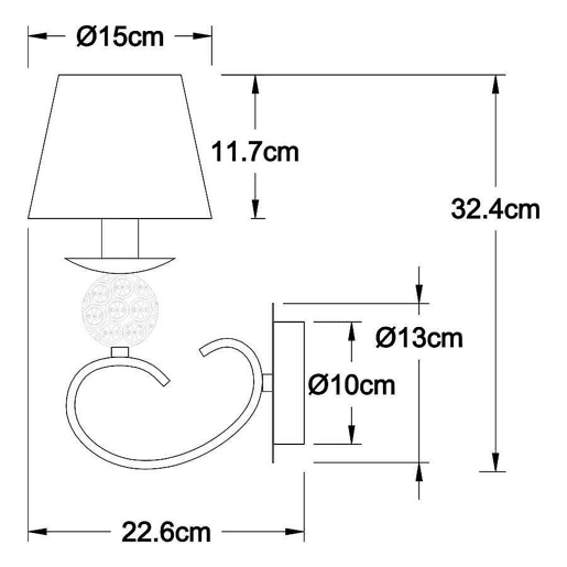 candeeiro de parede em metal cromado série honduras 15cm
