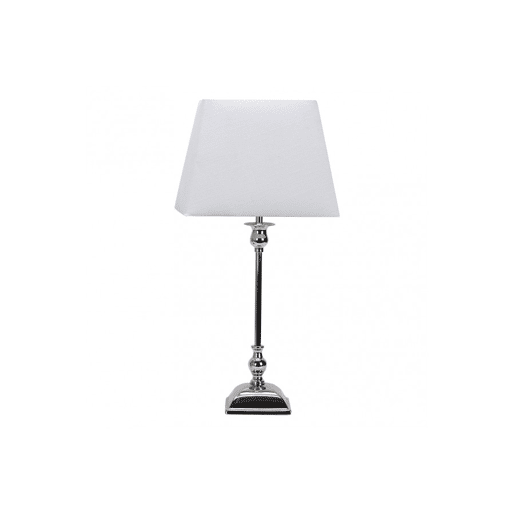 candeeiro de mesa metálico cor cromada percasol série 25cm