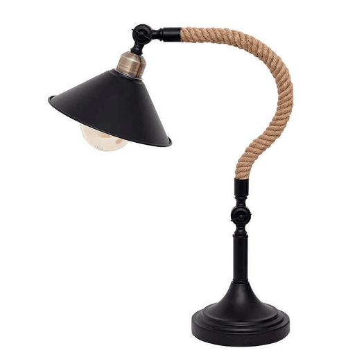 candeeiro de mesa em metal cor preta série cabo 21,5cm