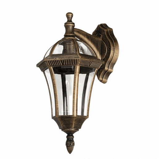 candeeiro de parede exterior em policarbonato cor de ouro série comino 17cm