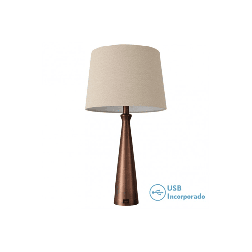 candeeiro de mesa em metal castanho série pearl 33cm