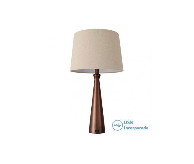 Lampara sobremesa metal color marron serie pearl 33cm