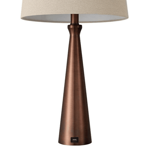 candeeiro de mesa em metal castanho série pearl 33cm