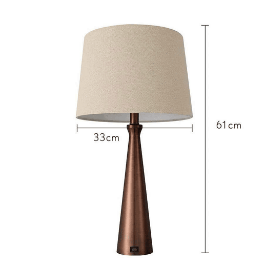 candeeiro de mesa em metal castanho série pearl 33cm