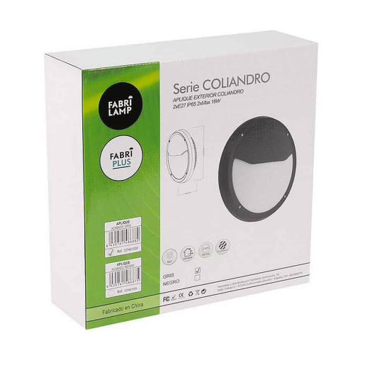candeeiro de parede exterior em policarbonato cinzento da série coliandro 30cm