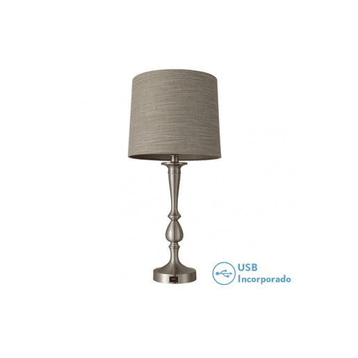 candeeiro de mesa em metal niquelado série khalifa 28cm