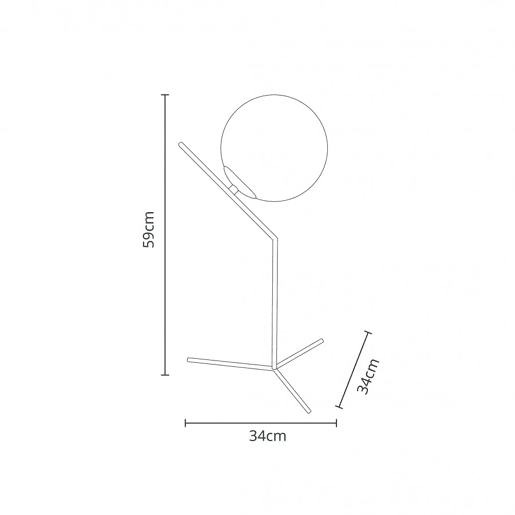candeeiro de mesa em metal preto série aimee 34cm