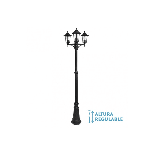candeeiro de rua para jardim alumínio cor preta série auriga 62cm