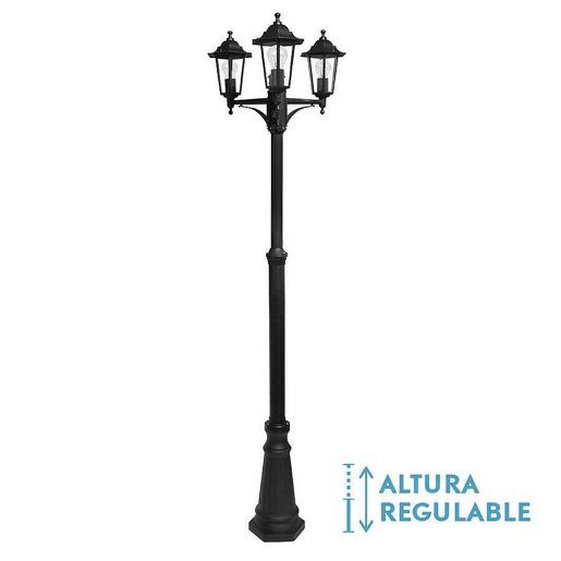 candeeiro de rua para jardim alumínio cor preta série auriga 62cm