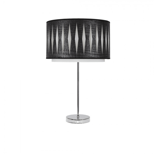 candeeiro de mesa em metal cromado série alexandra 30cm