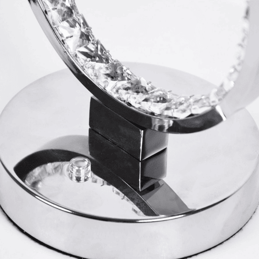 candeeiro de mesa em metal cromado série dragão 18cm