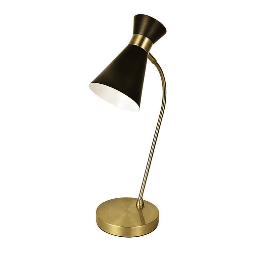 candeeiro de mesa em metal dourado série petra 24cm