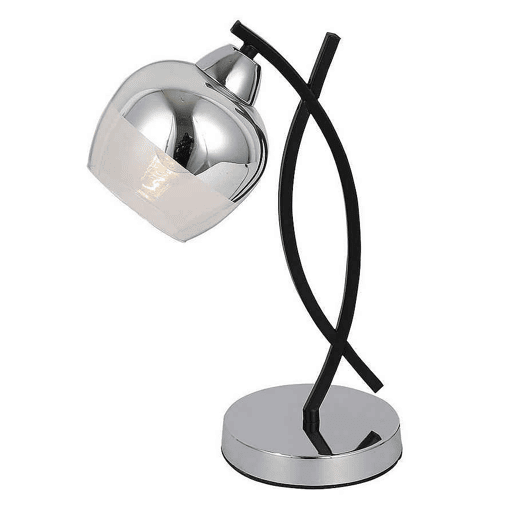 candeeiro de mesa em metal cromado série denali 23cm