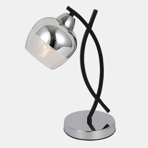 candeeiro de mesa em metal cromado série denali 23cm