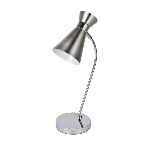 candeeiro de mesa em metal niquelado série petra 24cm