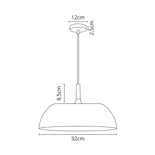 pendente de metal cor preta série genaro 32cm
