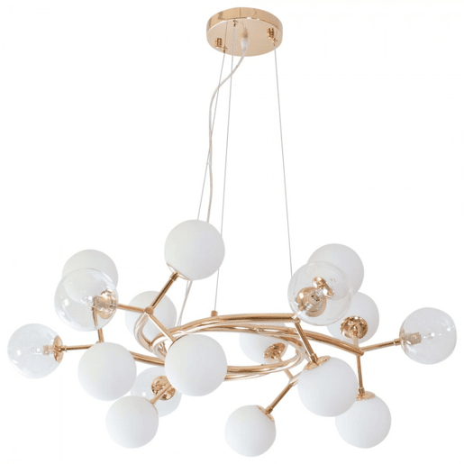 candeeiro de tecto em metal dourado série anabel 80cm