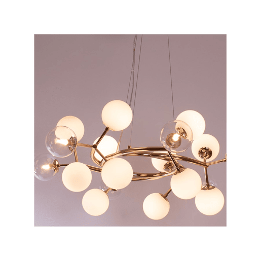 candeeiro de tecto em metal dourado série anabel 80cm