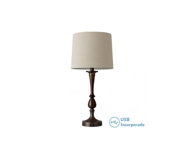 Lampara sobremesa metal color marron serie khalifa 28cm