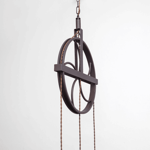candeeiro de tecto metálico cor castanha série rueca 44cm