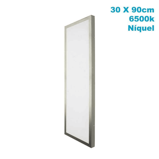 candeeiro de tecto LED série plana em alumínio níquel 30cm