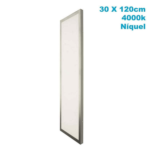 candeeiro de tecto LED série plana em alumínio níquel 30cm