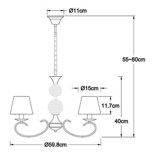 candeeiro de tecto em metal cromado série honduras 60cm