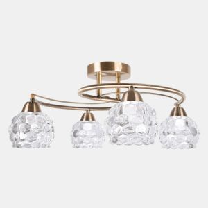candeeiro de tecto em metal dourado série de vidro tulipa 50cm