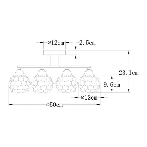 candeeiro de tecto em metal dourado série de vidro tulipa 50cm