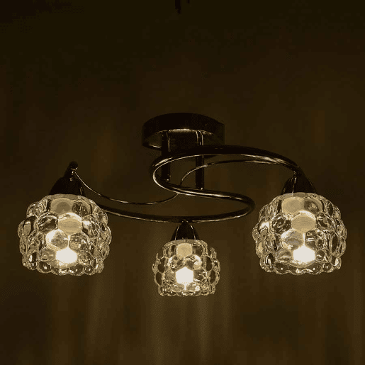 candeeiro de tecto em metal dourado série de vidro tulipa 62cm