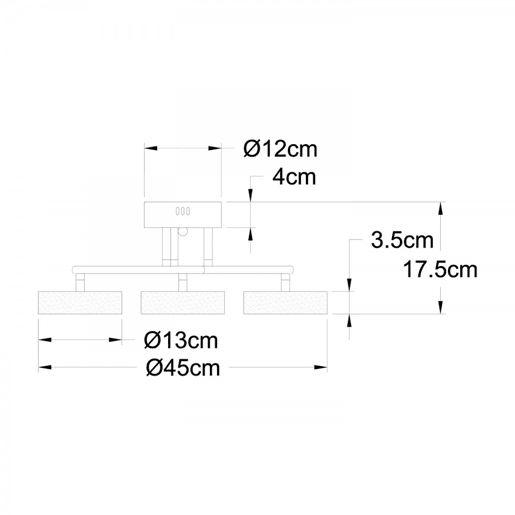 candeeiro de tecto metálico cor branca série tokio 45cm
