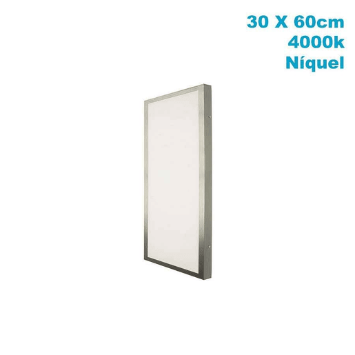 candeeiro de tecto LED série plana em alumínio níquel 30cm
