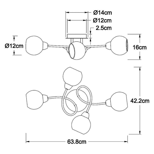 candeeiro de tecto em metal cromado série umbria 63,8 cm