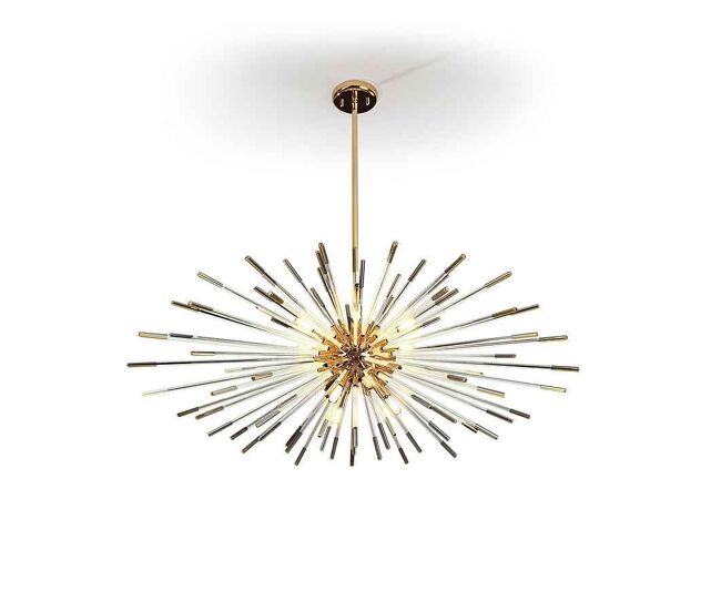 Lampara de techo cristal color dorado serie evasión 0cm