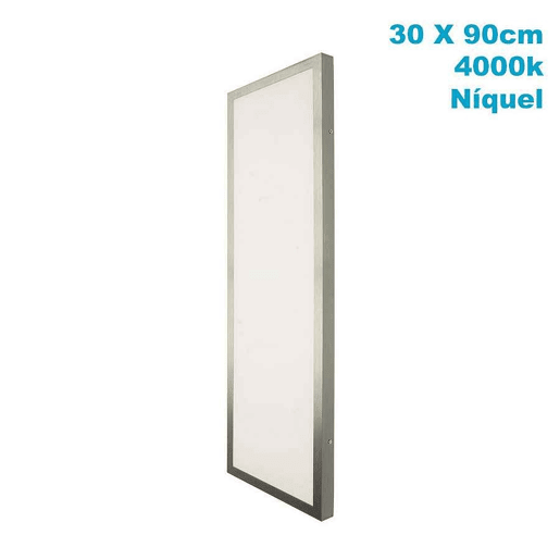 candeeiro de tecto LED em policarbonato cor níquel série plana 30cm