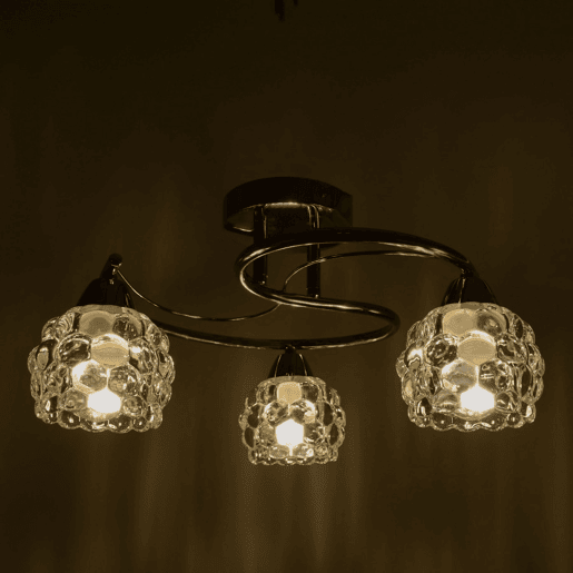 candeeiro de tecto em metal cromado vidro tulipa série 45cm