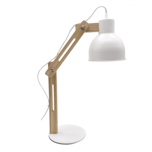 candeeiro flexográfico de metal branco série baptista 14cm