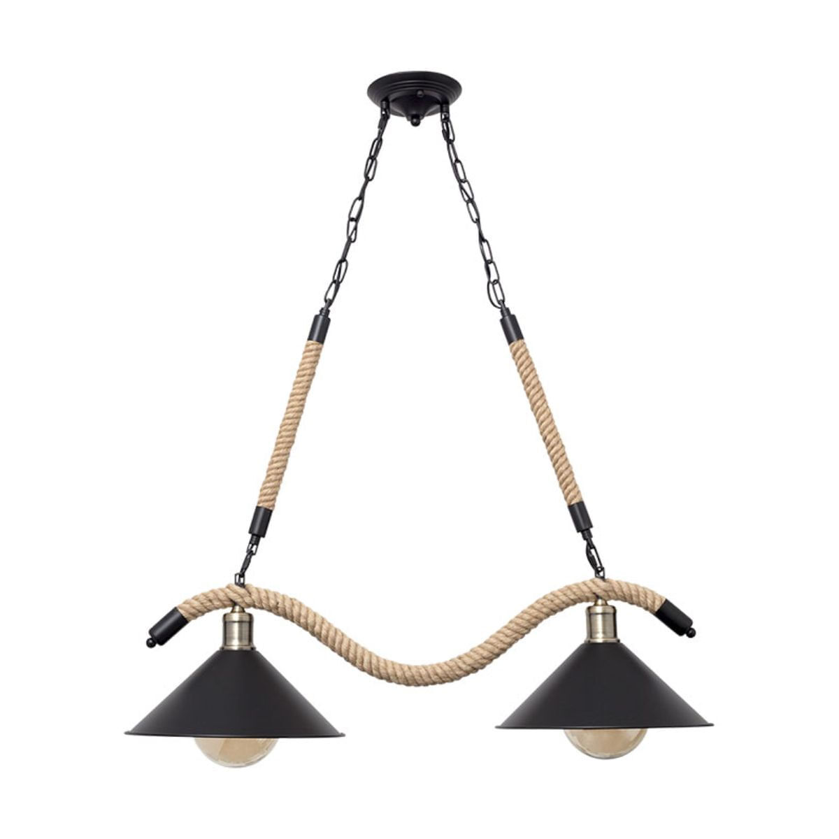 Lámpara de techo soga lumit 40w altura regulable cuerda negro/natural ø30x50-100 cm