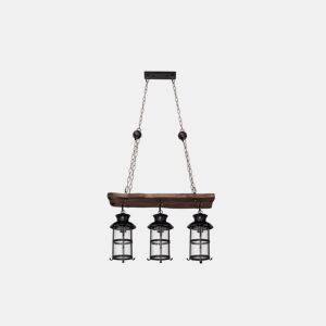 candeeiro de tecto de madeira cor castanha série cortijo 64cm