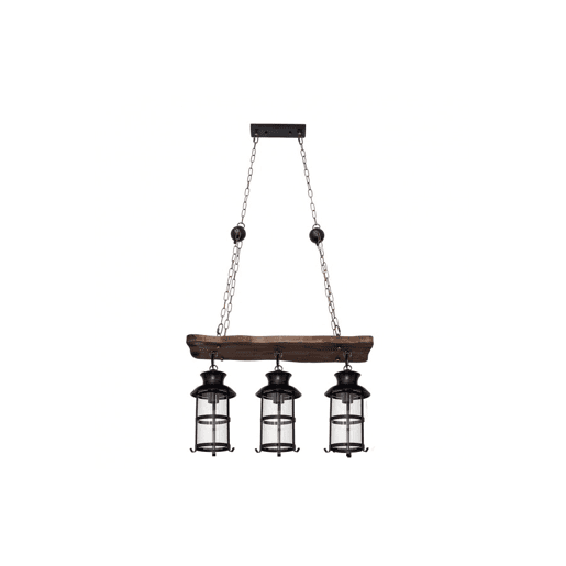 candeeiro de tecto de madeira cor castanha série cortijo 64cm