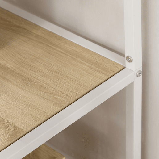 HOMCOM Estante de Armazenamento Estante para Livros com Estrutura de Aço para Escritório Sala de Estar Estúdio 83x34x180cm Carvalho e Branco