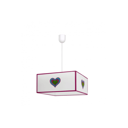 candeeiro de tecto metálico cor-de-rosa serie amor 35cm