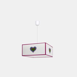candeeiro de tecto metálico cor-de-rosa serie amor 35cm