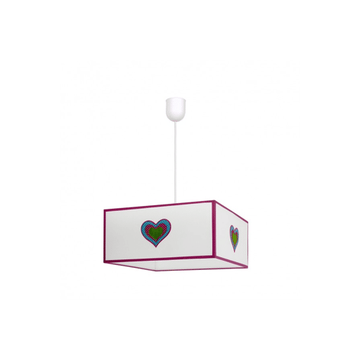 candeeiro de tecto metálico cor-de-rosa serie amor 35cm