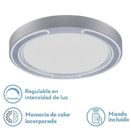 candeeiro de tecto em policarbonato cor prata série asher 50cm