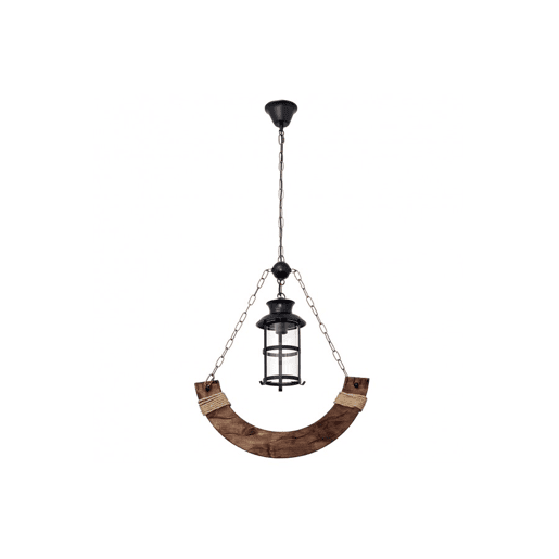 candeeiro de tecto de madeira cor castanha série cortijo 54cm