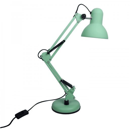 candeeiro flexográfico de metal verde série antigona 15cm