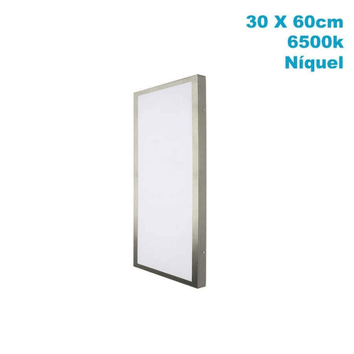 candeeiro de tecto LED série plana em alumínio níquel 30cm